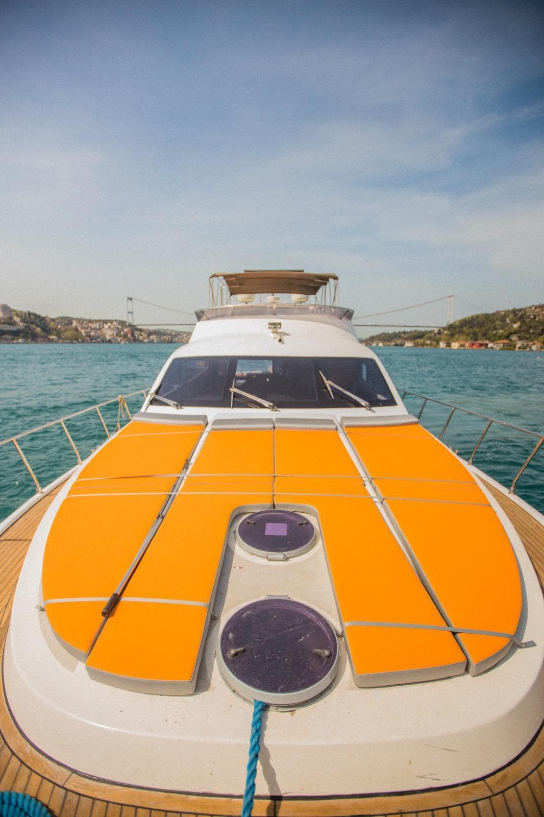 Premium motor yacht moored on the Bosphorus